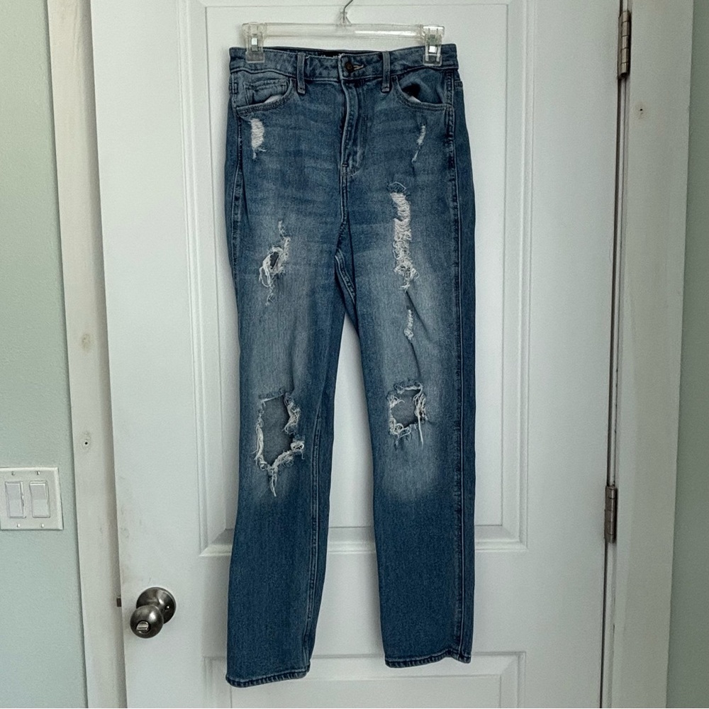 Hollister Ultra High Rise Mom Distressed Blue Jeans 5R 27x27
